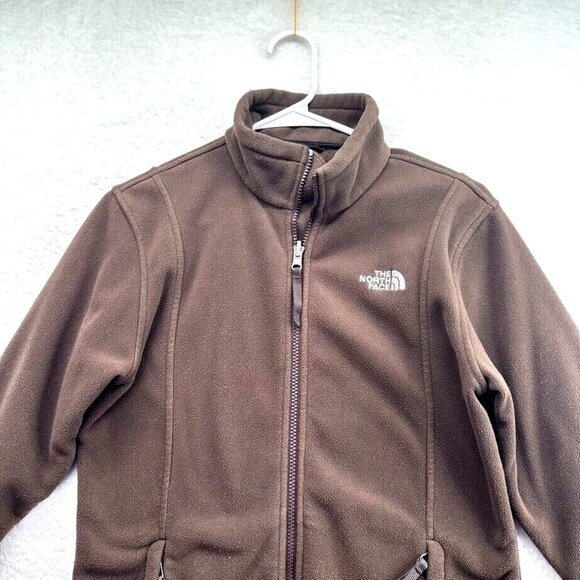 The North Face Girls Fleece Jacket Size Large Chocolate Brown Full Zip Pockets - Picture 2 of 11